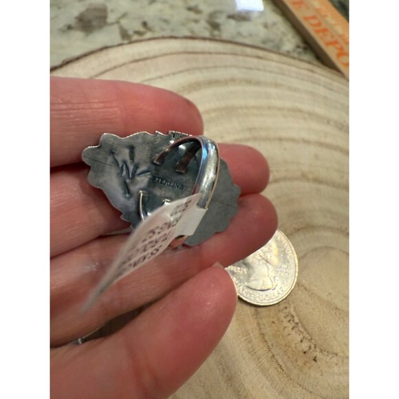 Navajo KL Sterling Silver Kingman Turquoise Cluster Statement Ring 7.5 signed - Picture 13 of 16